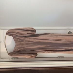 Elegant Tan Puff Sleeve Dress